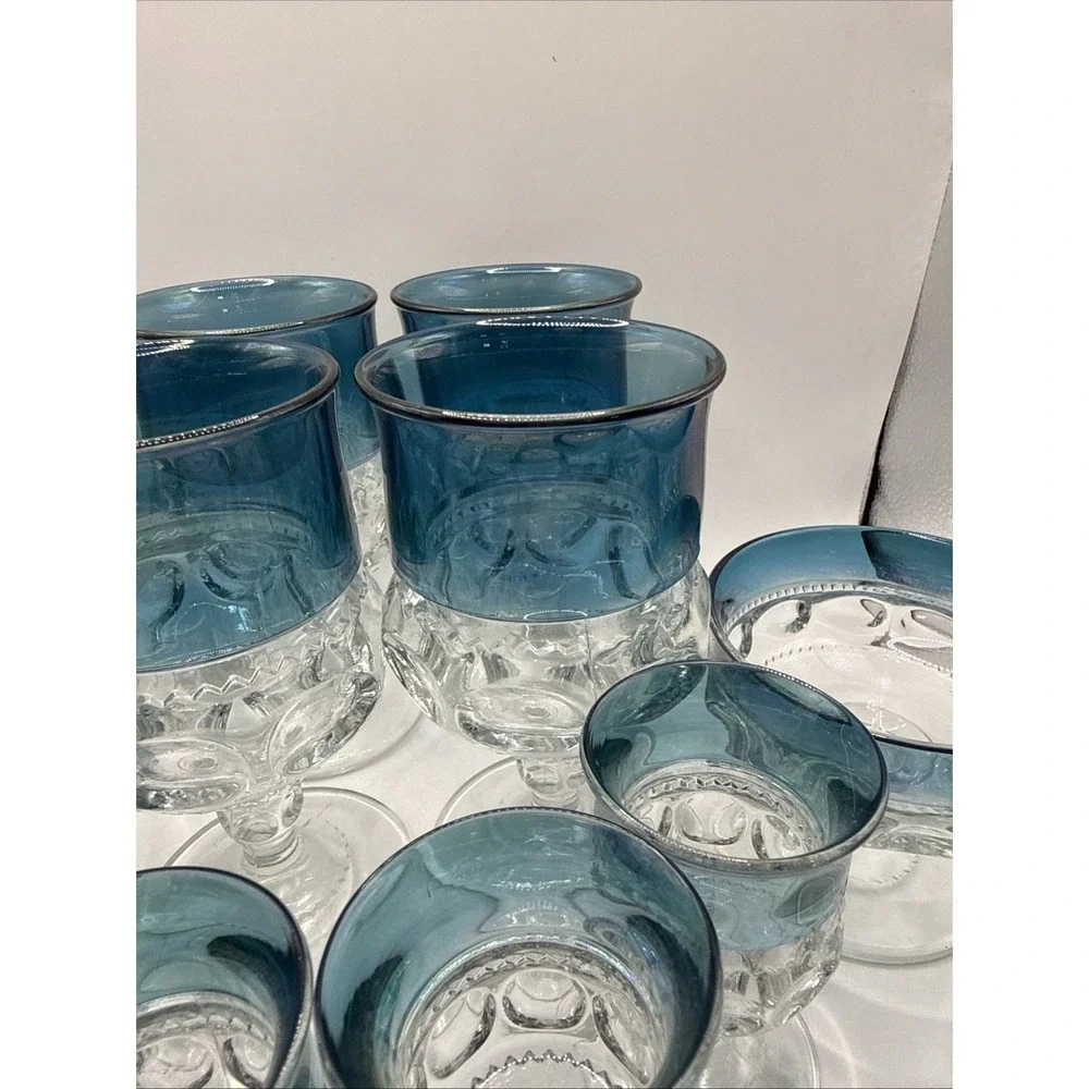 Blue Crown By Colony Set‎ 4 Wine Cup, Water Goblet, Dessert Dish (12 Pieces)